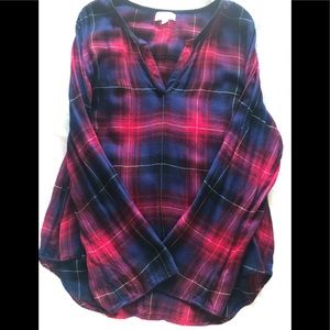 Cloth and stone plaid tunic blouse